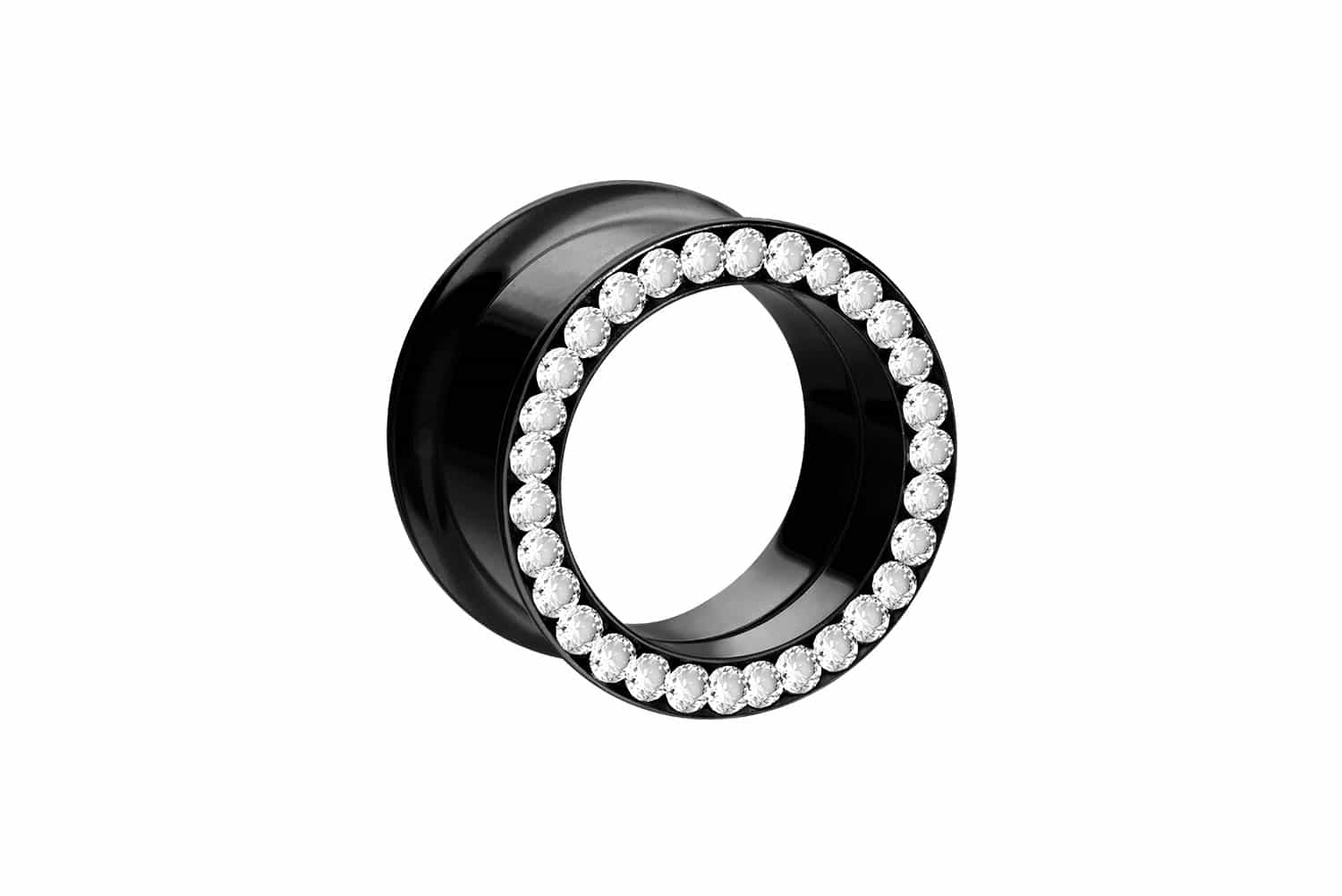 Chirurgenstahl Double Flared Tunnel KRISTALLRAND ++SALE++ von Piercingline